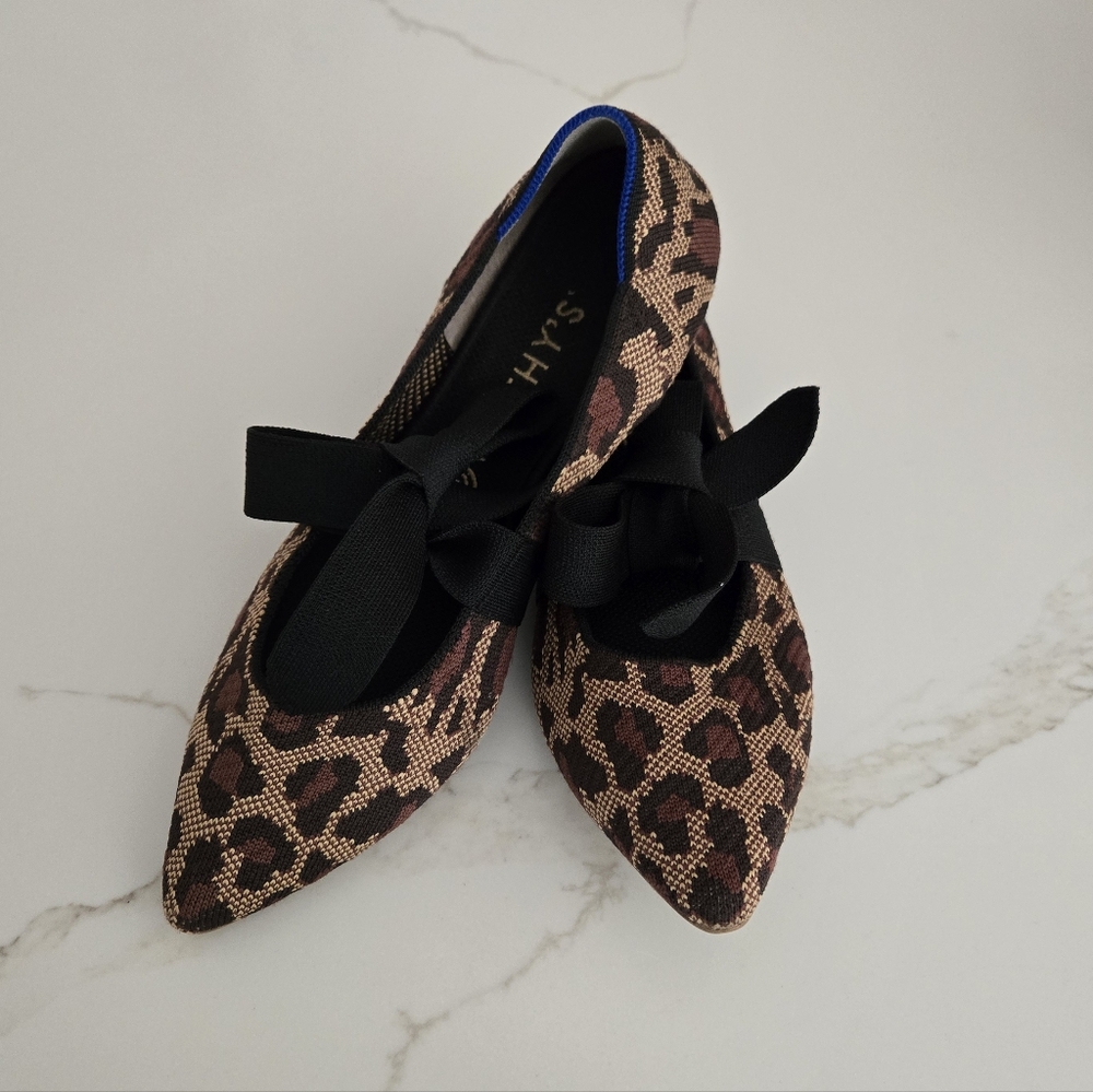 Rothy's Leopard Print Flats with Black Bow